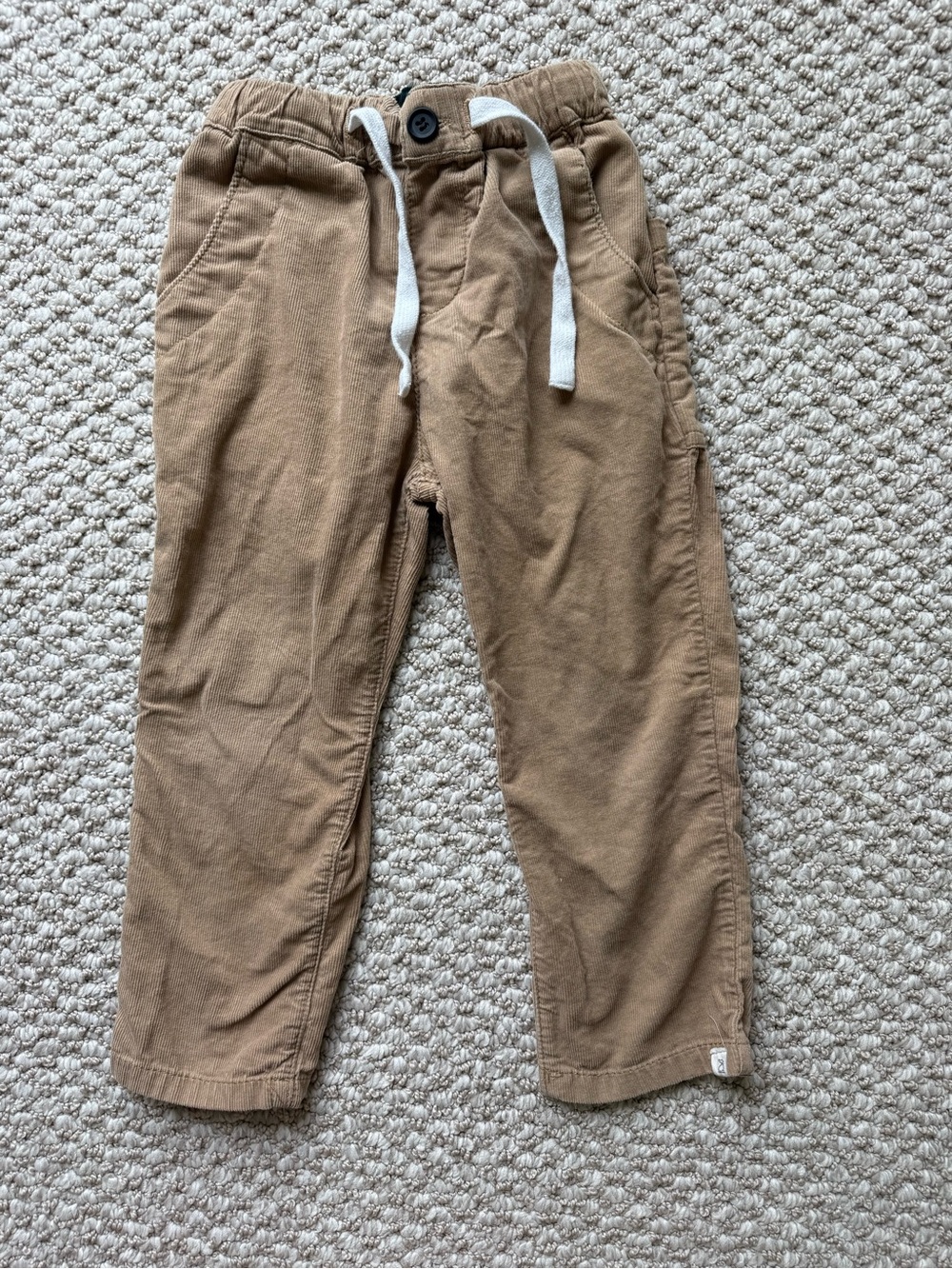 Kids Casual Drawstring Pants in Brown